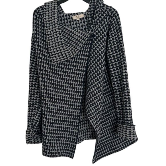 A. IDA Italy Waterfall Sweater Cape Size Small Navy Grey Wool Blend - Picture 1 of 10